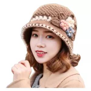 할머니 모자 가을 겨울 니트 꽃무늬 벙거지 어머니 패션