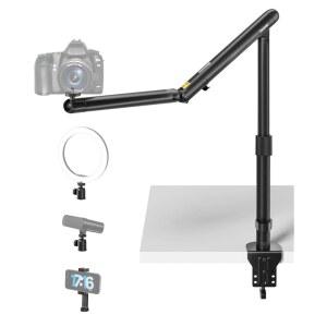 Viozon 오버헤드 카메라 마운트, 폰 스탠드, 360 볼 헤드가 있는 유연한 알루미늄 합금 스프링 암, DSLR / 프로젝터 마이크 링 라이트 웹캠 폰용 인터페이스