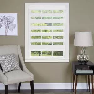 무선 셀레스티얼 시어 이중 창문 롤러 그늘 폭 27인치 x 길이 72인치 흰색 침실 및 식당용 조명 필터링