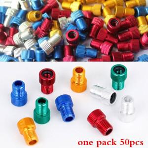 호환 50pcs 자전거 공기 노즐 알루미늄 합금 밸브 어댑터 바퀴 가스 도구 Presta To Schrader 장비