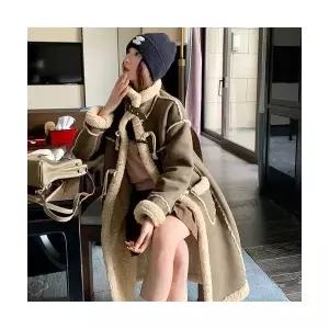 빛채운 여성코트 퍼 일체 코트 롱 울 스웨이드 도톰 크롭 OPH4