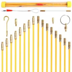 21PCS 43CM 유리 섬유 와이어 케이블 푸시 풀러 서비스 도구 액세서리 후크 막대 천장 팬 소켓 용 벽 전기