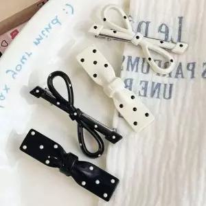 삔 앞머리핀 메이크업핀 앞 리본 예쁜 도트 옆 집게 4개 핀 고정 WFISAC5