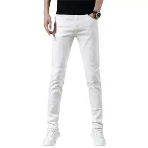 화이트 스키니 데님청바지 팬츠 디스트로이드 찢어진