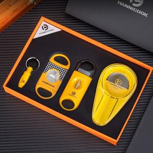 라온식 HANNICOOK 시가 커터 드릴 V-가위 재떨이 평면 가위 가볍고 편리함 휴대용 다기능 선물 상자
