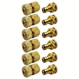 6/12개 EU 표준 알루미늄 호스 커넥터 세트 1/2 3/4 탭 피팅 1/2 13 16mm 정원 파이프용 퀵 커넥트