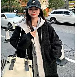 여자양털점퍼 3컬러 빅사이즈 레이어드 후드 양털점퍼 사무실 출퇴근 아웃도어