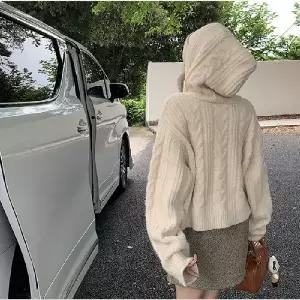 여성후드가디건 2컬러 단추 꽈배기 후드 가디건 사무실 아웃도어