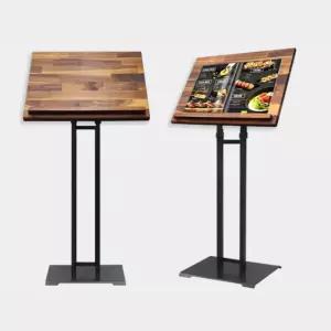 국산 매장 입구 월넛 우드 철제 메뉴판스탠드 600x450 병원 배너 광고 안내판