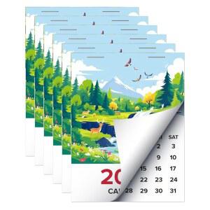 6피스 미니 스티커 달력 필 월간 벽 자연 명함 스틱 자동차 디자인 앤 풍경 노트북 가정용 자동 냉장고 캘린더 작은 2026 사무실 트럭 접착