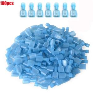 100피스 나일론 암수 케이블 와이어 커넥터 FDFN1.25-250 황동 절연 스페이드 터미널 22-16AWG