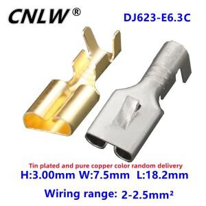 100/50 피스 6.3 시리즈 0.4 Thic 황동 주석 도금 암 압착 단자 자동차 릴레이 DJ623-E6.3C 용 와이어 커넥