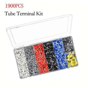 1900피스 관형 압착 튜브 터미널 키트 내구성 와이어 절연 커넥터 전기 배선 용 터미네이터 액세서리