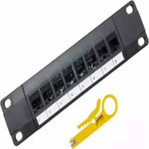 Yankok [CAT6 8 포트 피드 스루 패치 패널] 내장형 패스 커플러 랙 벽 마운트 1U 비실드