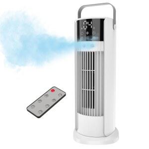 시우레이 16인치 미스트 타워 선풍기, 700ml 탱크, 90 진동 리모컨, 칼날 없는 책상 4단 속도, 타이머, 침실, 책상, 테이블, 사무실, 방용 냉각 선풍기