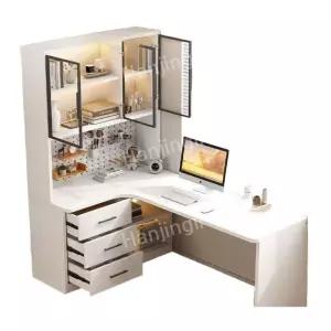 L자 코너 게이밍 컴퓨터 사무용 학생용 타공판 책상 책장 수납 선반 서재방