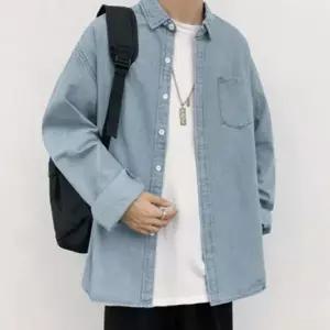 [골드스마일]남성용 오버핏 데님 캐주얼 셔츠 청남방