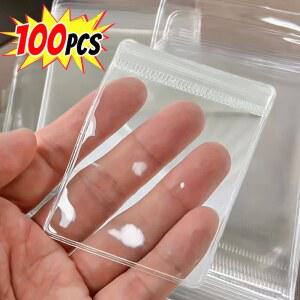 100 10PCS PVC 씰링 귀걸이 투명 가방 셀프 쥬얼리 포장 저장 파우치 목걸이 주최자