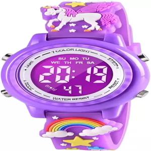 알람 기능이 있는 VAPCUFF 3D 카툰 방수 시계 - 3-10세 소녀를 위한 최고의 장난감 선물