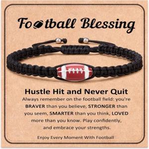 FYUKISS 야구 축구 선물 메시지 기프트 카드로 청소년 디어를 위한 조절 가능한 땋은 팔찌