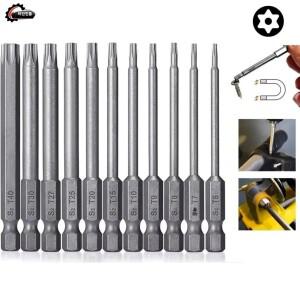 11/12Pcs 구멍이 Torx 스크루 드라이버 비트 50/100mm 확장 세트 변조 방지 드릴 마그네틱 스크류 도구
