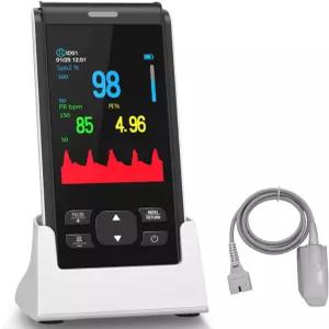 맥박 산소 측정기 충전식 손가락 끝 휴대용 SpO2 및 맥박이 있는 헬스트리 혈액 포화도 모니터 성인용