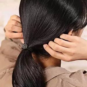[하프클럽/]블랙 방울 머리끈 큐빅머리끈 팔찌머리끈 심플헤어끈