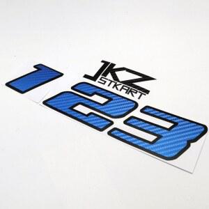 JKZ STKART 비닐 다이 컷 더블 레이어 블루 탄소 섬유, 블랙 윤곽 숫자 스티커, 자동차 모터 자전거 노트북 헬멧용
