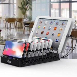 멀티 태블릿 거치대 충전기 10포트 충전케이블 포트 블랙 휴대폰