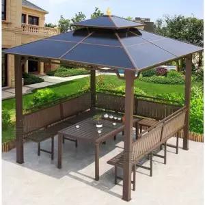 학교정자 렉산파고라 야외쉼터 썬룸 정사각형 평상 방부목