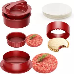 Pisol 햄버거 프레스 4-in-1 버거 패티 메이커 슬라이더 속을 채우는 샌드위치 커터 100매 왁스 페이퍼