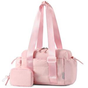 여성용 스카이스퍼 미니 짐백, 젖은 수납공간이 있는 작은 더플백 - 스포츠, 여행용 초경량, 작고 컴팩트한 운동 가방, 코인 지갑 핑크 포함