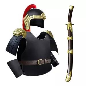 전쟁 갑옷 코스튬 병사 의상 화살 헬멧 방패 전통