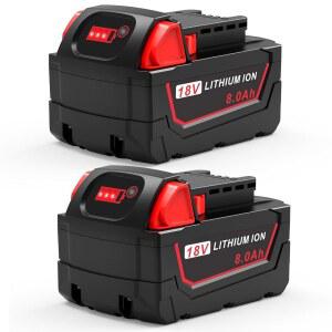 밀워키 배터리 18볼트 48-11-1820 48-11-1850 48-11-1812 48-11-1852 교체품 (2팩)와 WECACHWE 48-11-1840 대용량 호환되는 8.0Ah 배터리용 48-11-1862 18V