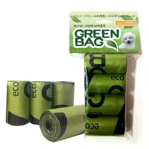 [블루마켓]그린 배변봉투 리필 4롤 휴대용 애견 똥봉투 강아지 배설물