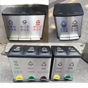 스텐 분리수거함 재활용 가정용 분리수거대 쓰레기통 3단