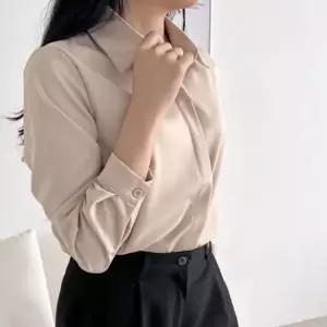 [하프클럽/]새틴실크블라우스 심플 오피스하객룩블라우스(연베이