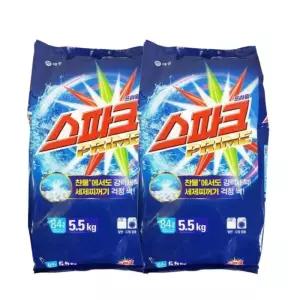 스파크 프라임 찬물에 잘녹는 가루세제 일반 드럼 겸용 리필 5.5kg x 2개