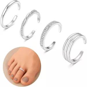 여성용 JWIGP 925 스털링 실버 토링 세트 u2013 미니멀리스트 14K 골드 도금 오픈 조절 밴드 여름용 심플