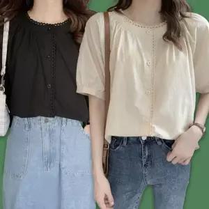 여름 반팔 블라우스 여성 예쁜 하객 브라우스