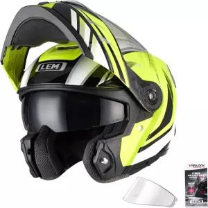 LEM 모듈형 모터사이클 헬멧 섬유유리 풀페이스 투어용 플립업 DOT 인증 릴리스 선바이저 및 탈착식 컴포트