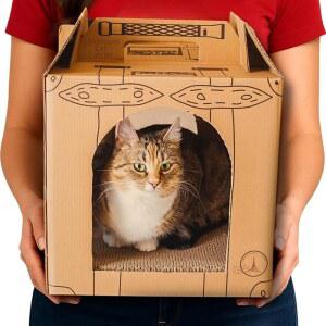 입양 및 여행용 KEHLA 골판지 고양이 u2013 3 in 1 애완동물 스크래처 아지트 생분해성 스크래치 박스 15 7 x13