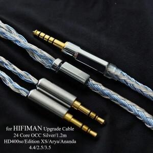 HIFIMAN 호환 HD400se/Edition XS/Arya용 교체 케이블 - 인라인 마이크가 포함된 24코어 은도금 OCC 밸런스