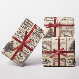 JarThenaAMCS 크리스마스 신문 포장지 - 미니 롤 17인치 x 32.8피트 빈티지 신문지 선물 DIY 공예 겨울 홀리데이 파티 용품