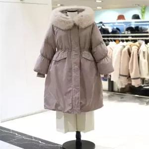 꼼빠니아 여우털 트리밍 토끼 안감 구스 롱 패딩 CADW1-WIH530