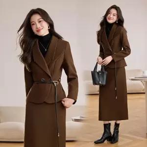 치마 모직 투피스 추동 여자정장세트 세트 원템4