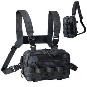 립스킬른 남성용 야외 가슴 가방, 방수 낚시 팩, 달리기, 자전거 타기, 하이킹을 위한 전술 조끼, 스포츠 및 운동을 경량 팩 장비(블랙 카모)