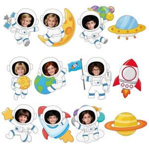 48개의 우주 공간 컷아웃, 컬러풀 로켓 행성 우주비행사 파티 홈 스쿨 교실 칠판 벽 장식용 DIY 사진 공예 게시판 장식