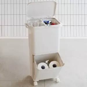 원터치 이동식 휴지통 가정용 사무실 2단 분리수거함 (WFKLBNC)