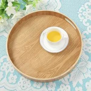 우드트레이 35cm 원형 카페쟁반 손잡이